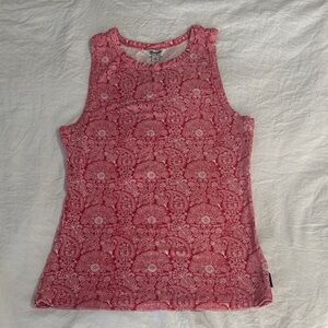 Sleeveless Red Paisley-Print Tank Top